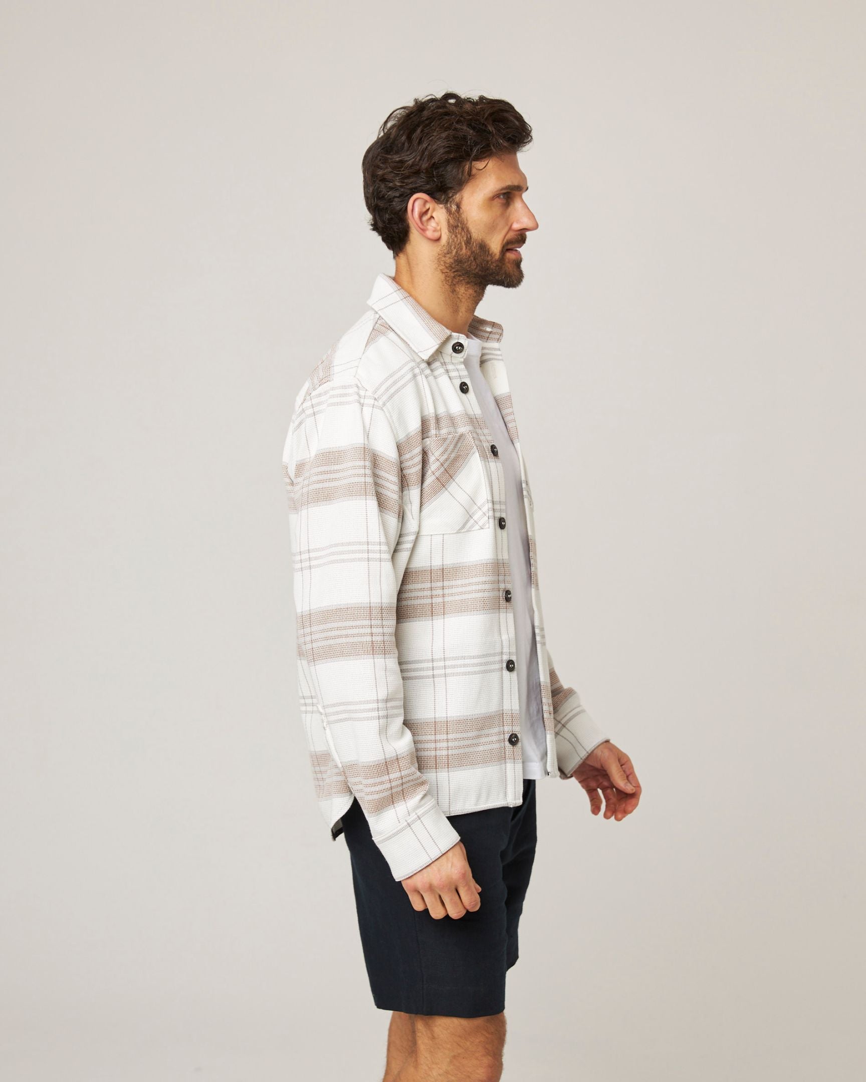 Peregrine Blunt Overshirt White Grid-Men&#39;s Jackets-Brooklyn-Vancouver-Yaletown-Canada
