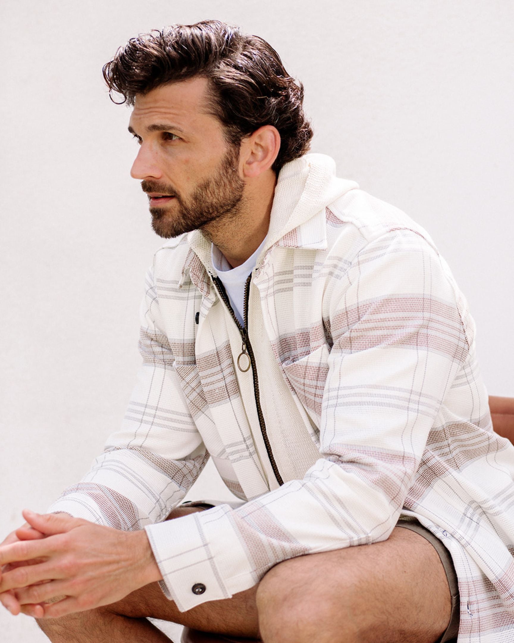 Peregrine Blunt Overshirt White Grid-Men&#39;s Jackets-Brooklyn-Vancouver-Yaletown-Canada