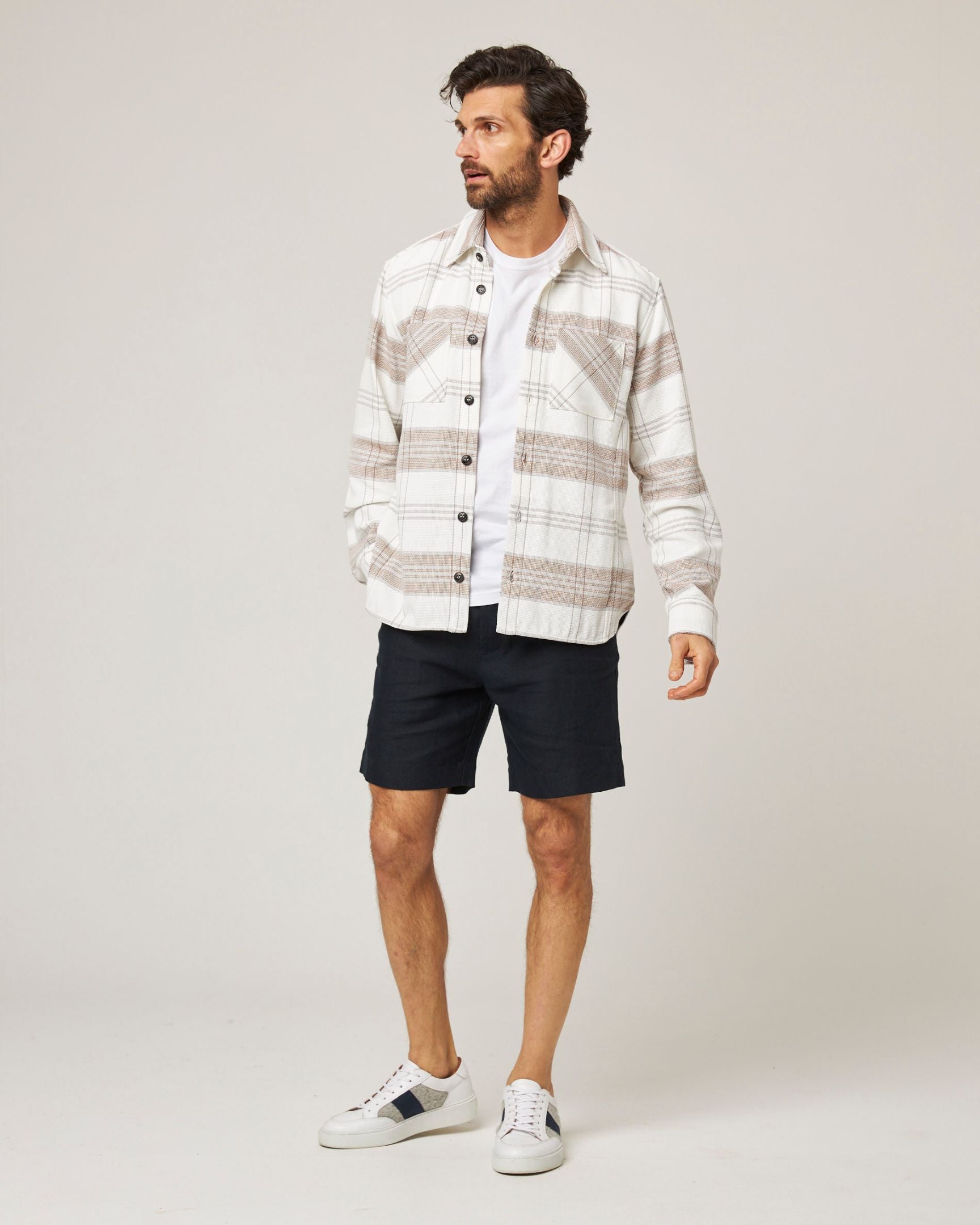 Peregrine Blunt Overshirt White Grid-Men&#39;s Jackets-Brooklyn-Vancouver-Yaletown-Canada