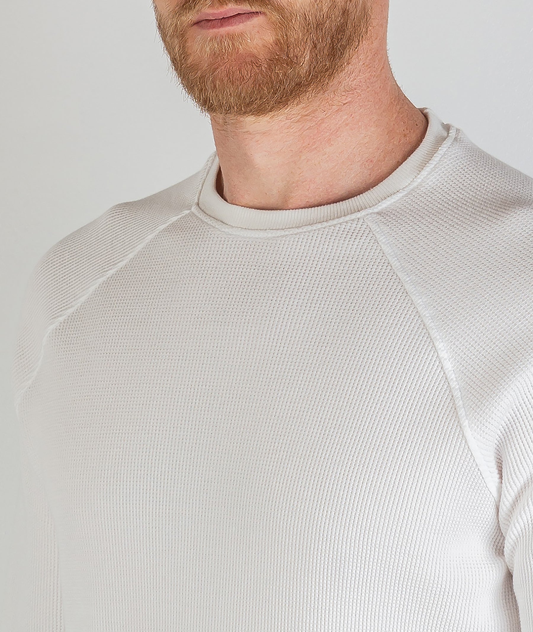 Jude Neale Rogan Waffle Long Sleeve - White-Men's Shirts-Brooklyn-Vancouver-Yaletown-Canada
