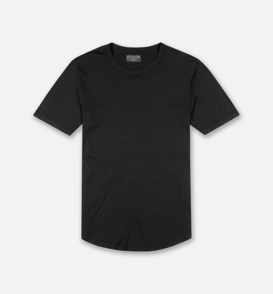 Goodlife Clothing Supima Scallop Crew Jersey Knit T-shirt-Men's T-Shirts-L-Black-Yaletown-Vancouver-Surrey-Canada
