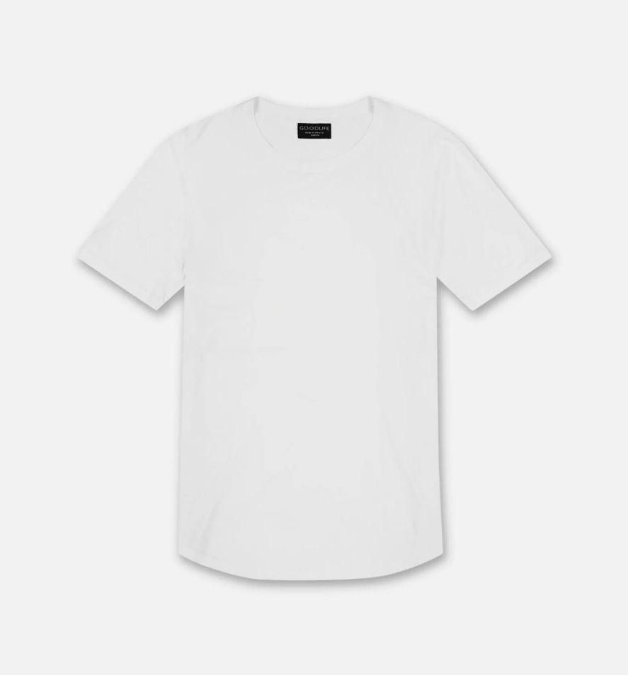 Goodlife Clothing Supima Scallop Crew Jersey Knit T-shirt-Men&#39;s T-Shirts-L-White-Yaletown-Vancouver-Surrey-Canada