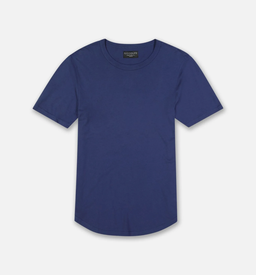 Goodlife Clothing Supima Scallop Crew Jersey Knit T-shirt-Men&#39;s T-Shirts-L-Navy-Yaletown-Vancouver-Surrey-Canada